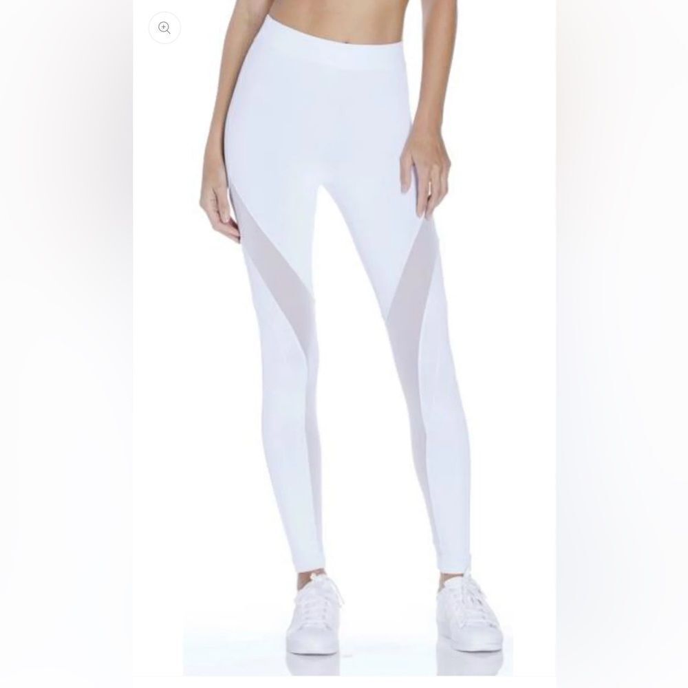 Koral Frame High Rise Leggings in white with sheer mesh panels BNWT - Picture 1 of 7